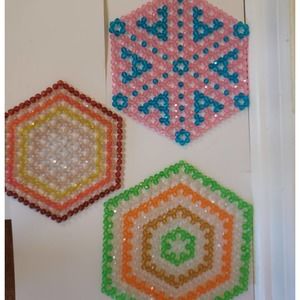 Vintage Potholders Hot Pads Trivets Lot of 3 Crocheted Beaded MCM